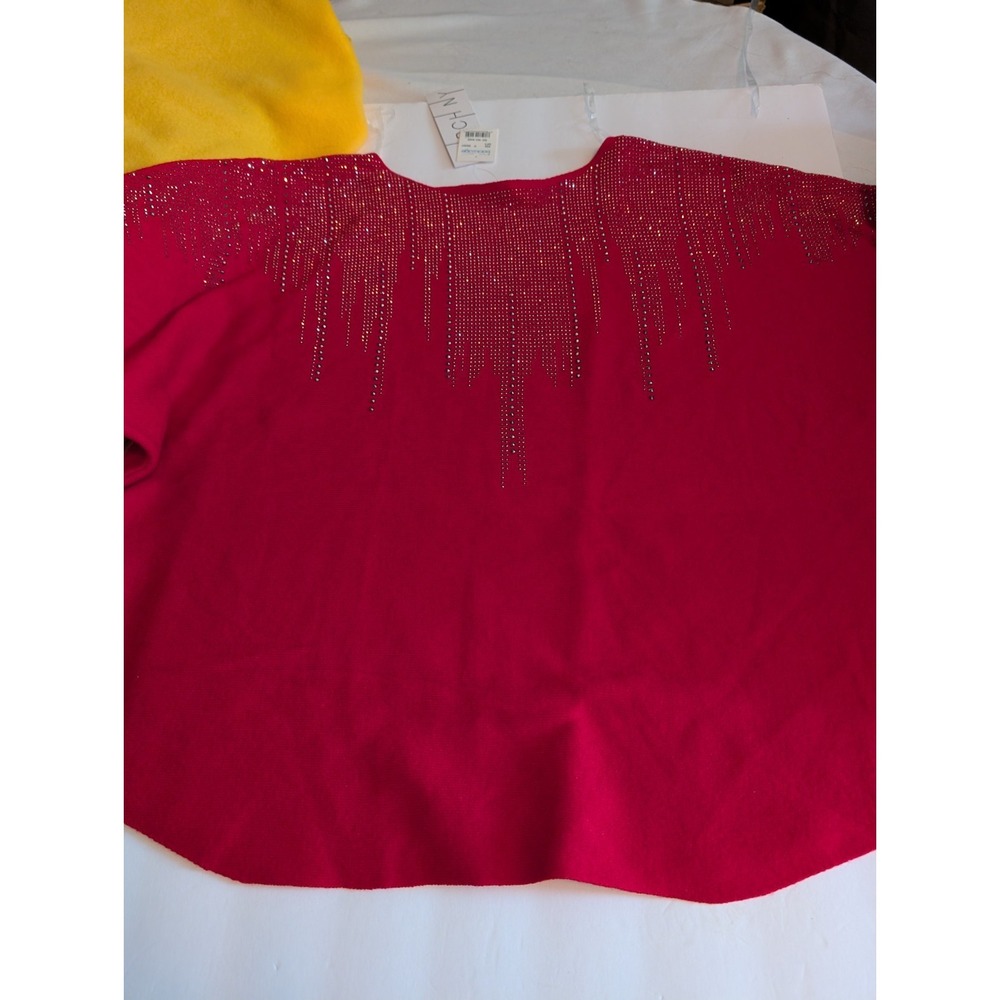 Birch NY Women's Red Sweater with Rhinestones 3/4 sleeve New With Tags Size 1X